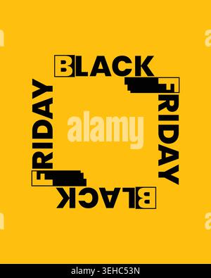 Black Friday Poster Central Pattern Circular Text Design Stock Vector