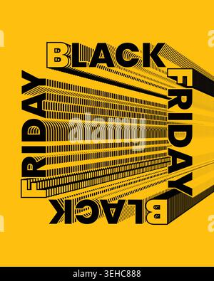 Bold Black Friday Poster Stylized Pattern Background Stock Vector