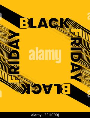 Black Friday Poster Bright Yellow Dynamic Line Design Stock Vector
