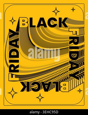 Bright Yellow Black Friday Poster Motion Energy Graphics Stock Vector
