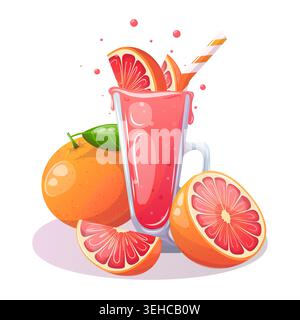 Vector illustration of grapefruit smoothie Stock Vector