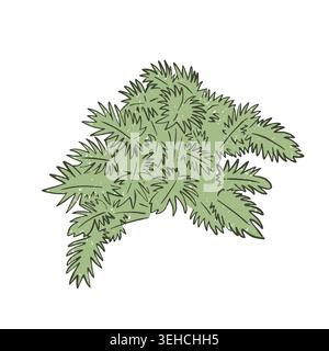 Hand drawn textured vector illustration of isolated tropical monstera plant with lush green leaves. Naive style exotic botanical graphic Stock Vector