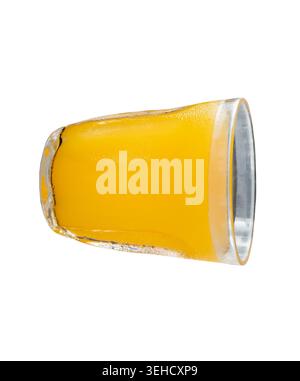 Orange juice in transparent glass is isolated on white background with clipping path. Stock Photo