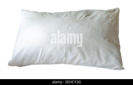 One white pillow is isolated on white background with clipping path. Stock Photo