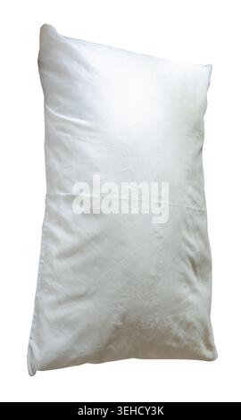 One white pillow is isolated on white background with clipping path. Stock Photo
