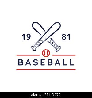 Baseball Logo With Bats And Ball Stock Vector