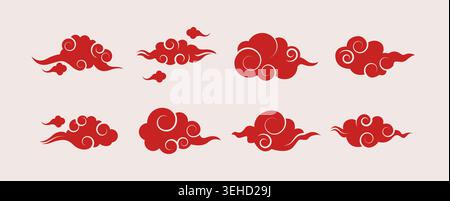 Asian Cloud Set Stock Vector