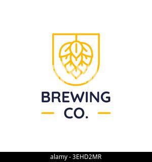 Beer Brewing Logo With Hop Shield Stock Vector