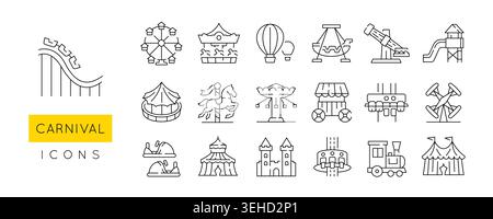 Carnival Icons Set Stock Vector