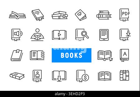 Books Icons Set Stock Vector