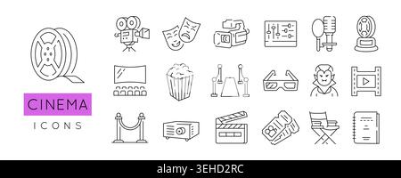 Cinema Icons Set Stock Vector