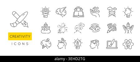 Creativity Icons Set Stock Vector