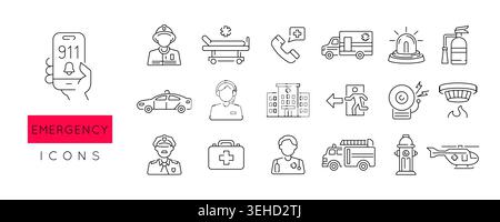 Emergency Icons Set Stock Vector