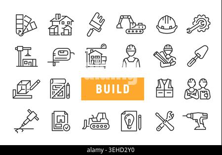 Construction Icons Set Stock Vector