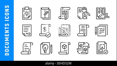 Documents Icons Set Stock Vector