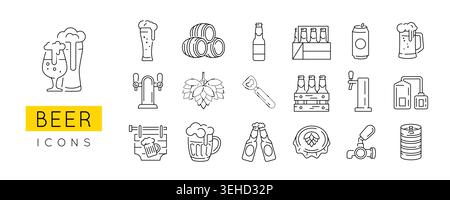 Beer Icons Set Stock Vector