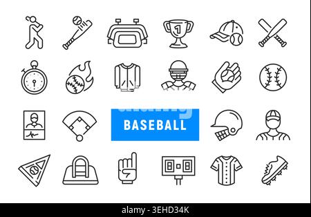 Baseball Icons Set Stock Vector