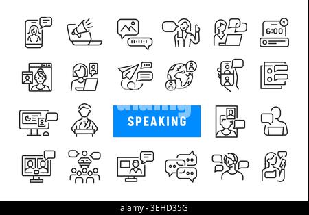 Speaking Icons Set Stock Vector