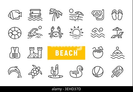 Beach Icons Set Stock Vector