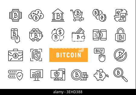 Bitcoin Icons Set Stock Vector