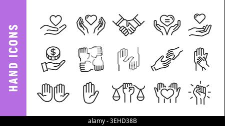 Hand Icons Set Stock Vector
