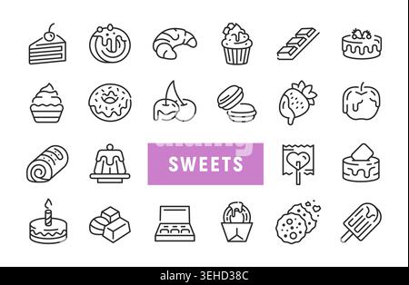 Sweets Icons Set Stock Vector
