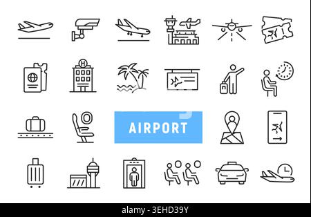 Airport Icons Set Stock Vector