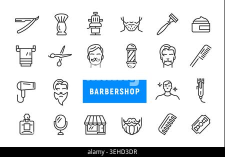 Barbershop Icons Set Stock Vector