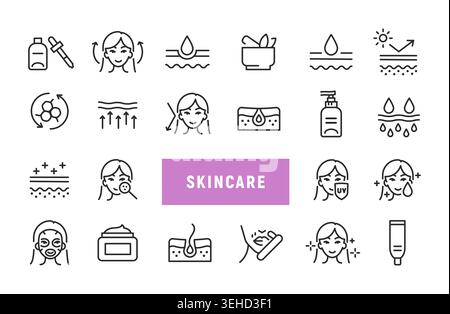 Skincare Icons Set Stock Vector