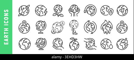 Earth Icons Set Stock Vector