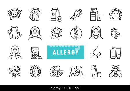 Allergy Icons Set Stock Vector