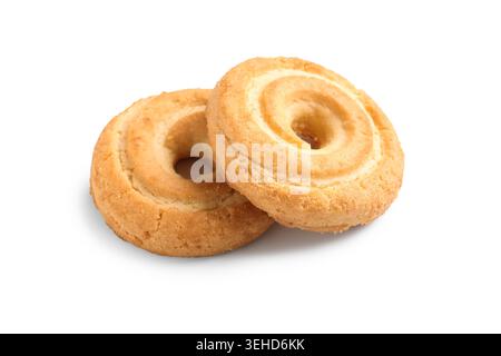 Tasty spritz biscuits on white background Stock Photo