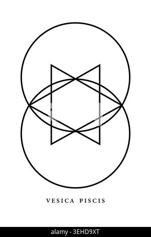 Vesica piscis Sacred geometry circuit. All Seeing eye, the third eye or The Eye of Providence inside lines circles. The eye of Phi mystic heaven Stock Vector