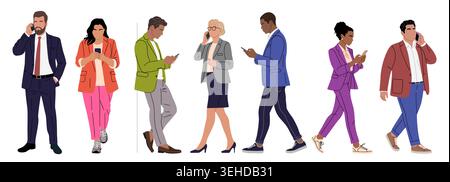 Modern diverse business people using smart phones Stock Vector