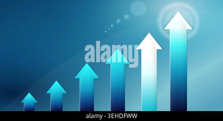 Blue gradient rising arrows chart illustrating business financial growth success Stock Vector