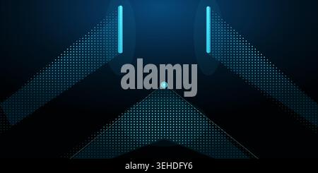 Abstract digital interface design with glowing light beams on dark backdrop Stock Vector