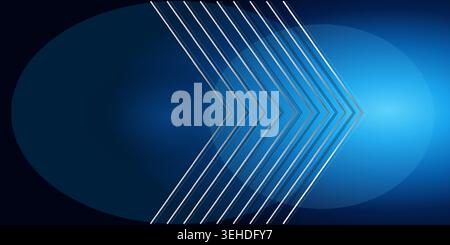 Abstract blue background with silver geometric arrows pointing to the right side Stock Vector