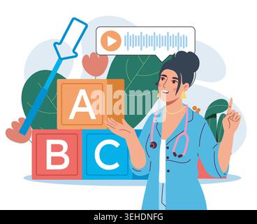 ABC learning with doctor. Vector illustration Stock Vector