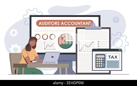Accounting audit workspace. Vector illustration Stock Vector