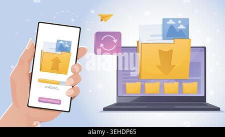 Mobile to laptop sync.. Vector illustration Stock Vector