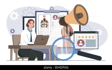 Recruitment process scene. Vector illustration Stock Vector