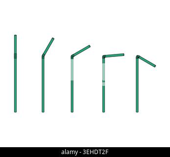 Set of plastic straw icon, party tube drink equipment symbol, vector illustration . Stock Vector