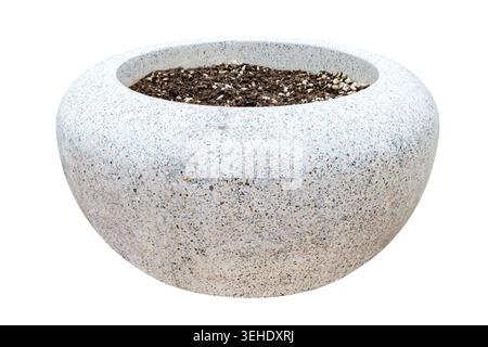 concrete circular flowerbed, isolated on white background Stock Photo