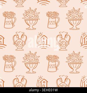 Seamless Italian amphora and vase vintage pattern Stock Vector