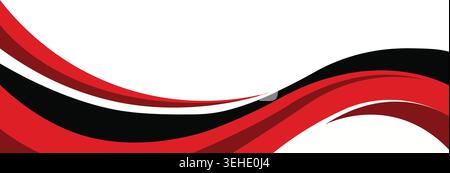 Abstract red and black wave background design, modern flowing shapes Stock Vector