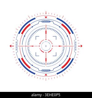 Futuristic hud target reticle with digital crosshair and circular elements for scifi user interface design Stock Vector