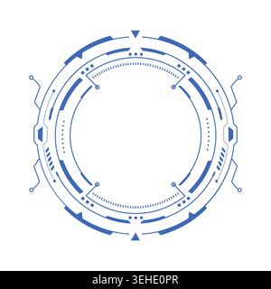 Futuristic hud circular interface element, digital scifi radar screen, technology frame Stock Vector