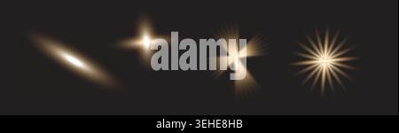 Bright starburst light effects on dark background Stock Vector
