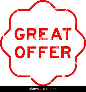Grunge red great offer word square seal stamp on white background Stock Vector