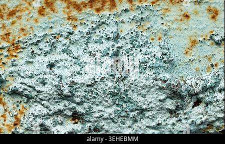 Weathered Rust and Peeling Paint Texture on Metal Surface with Cracks Stock Photo